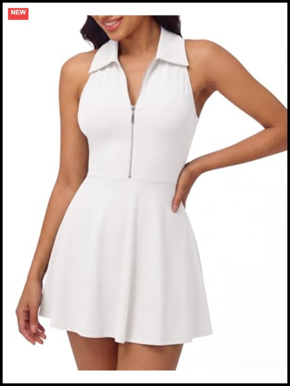 Women's Sleeveless Golf Tennis Dress with Zip Front Racerback Athletic